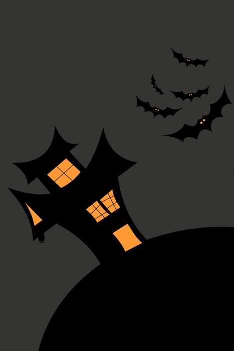 halloween silhouette moon house bat scary lantern