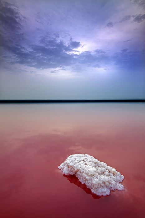 pink lake salt violet sky