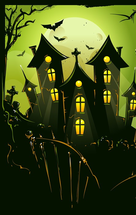 halloween vector illustration silhouette scary horror bat tree leaf graphic light