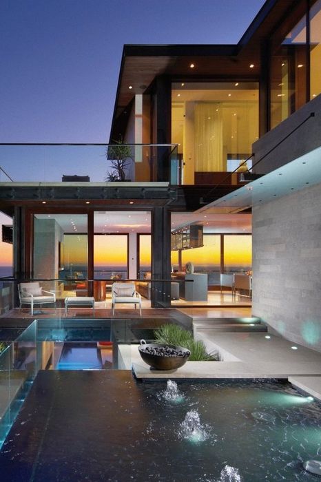 luxury house sunset modern