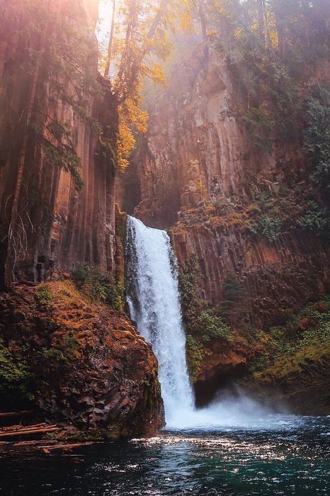 waterfall forest lake cliffs wallpaper