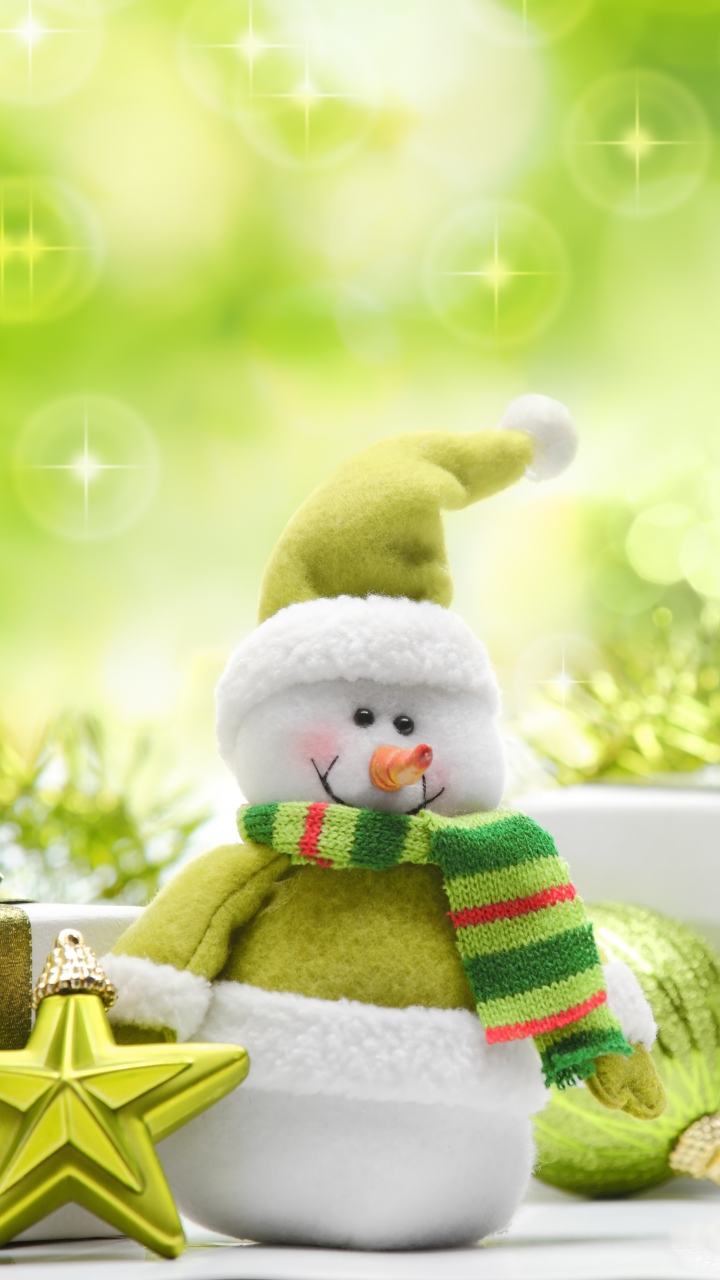 gifts green stars balls new year christmas snowman toys 720x1280