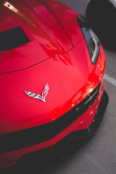 stingray corvette red macro sportscar asphalt
