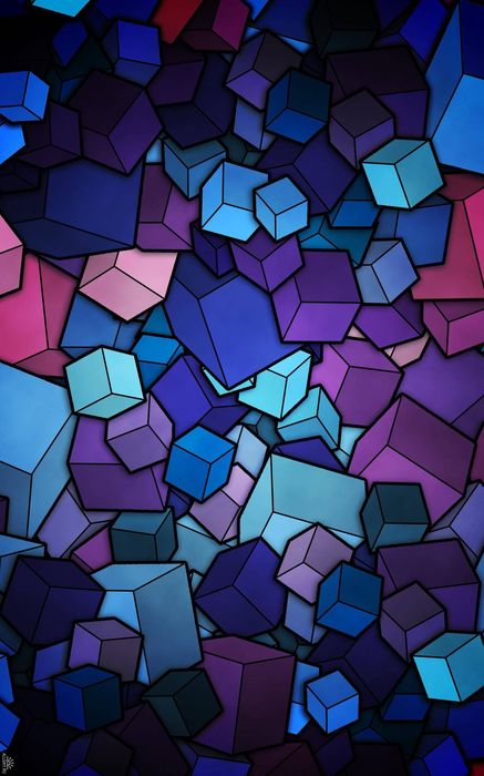 abstratcion cubes blue violet cyan background