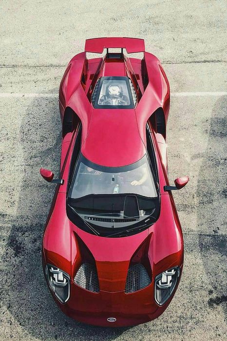 red ford gt 2017 top view race sportscar