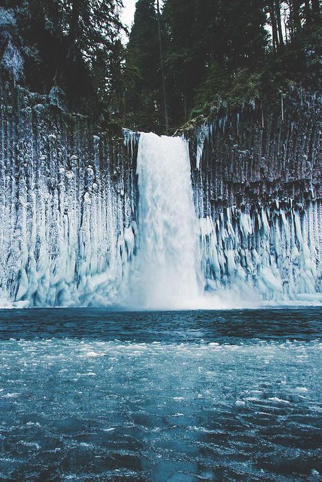 abiqua falls oregon crystal ice solid cold snow frost frozen winter cool waterfall