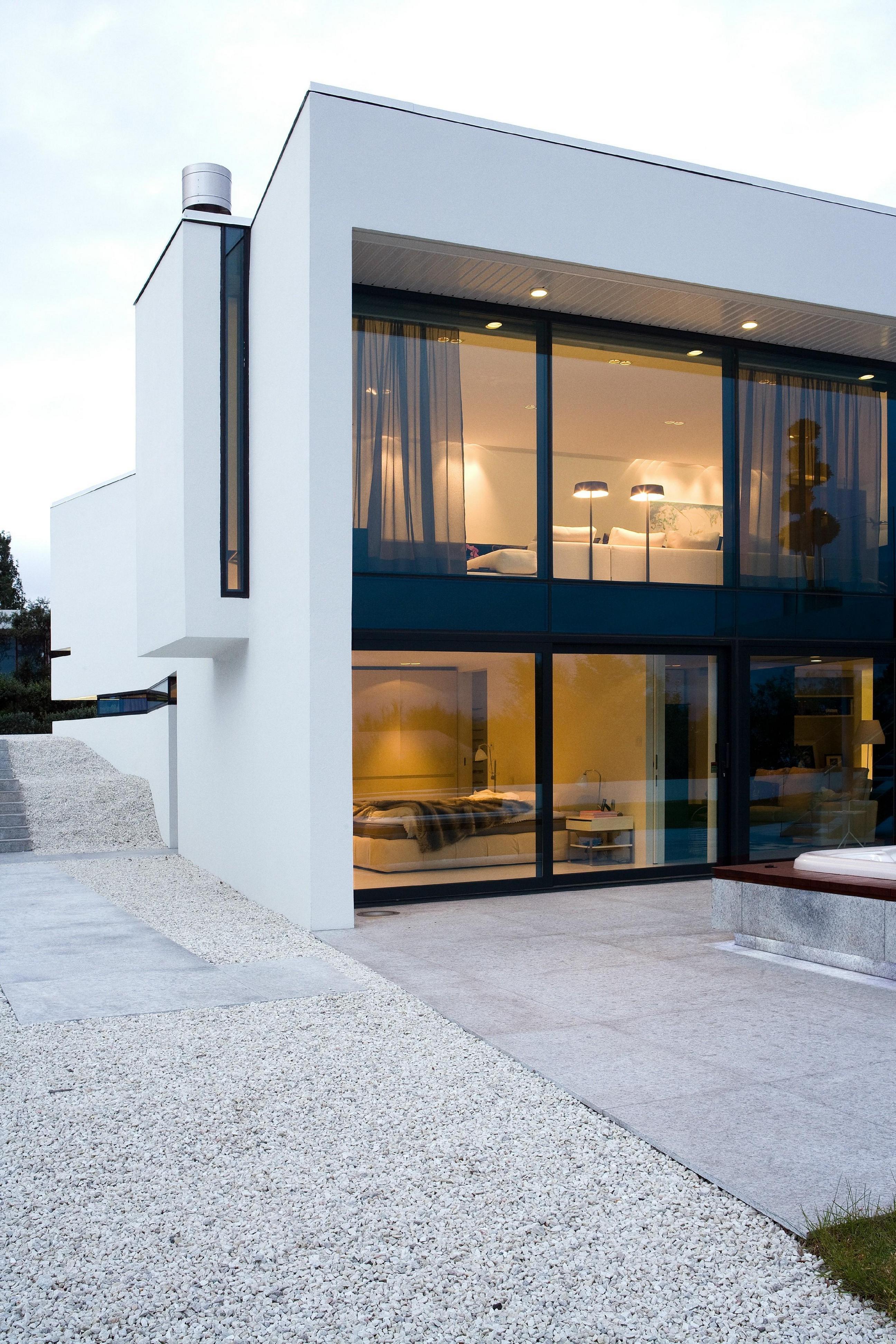 white home interior room house modern architecture door design window